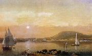 Fitz Hugh Lane Blick von Negro Island auf den Hafen und die Berge Von Camden oil painting artist